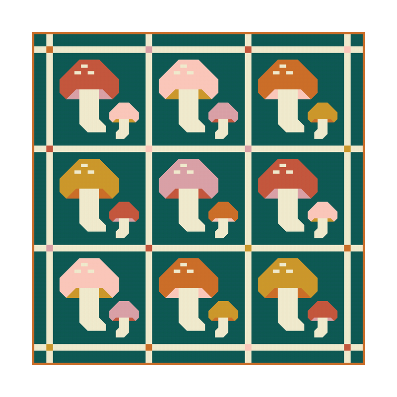 Forest Fungi Mock Ups + Quilt Kits