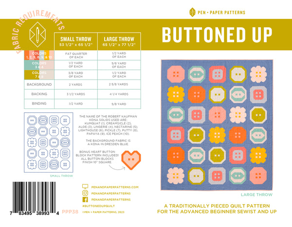 PDF Buttoned Up Quilt Pattern – Pen and Paper Patterns