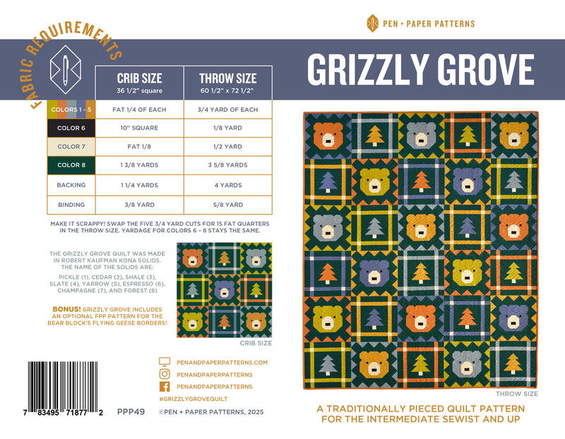 PDF Grizzly Grove Quilt Pattern