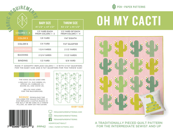 PDF Oh My Cacti Quilt Pattern – Pen and Paper Patterns