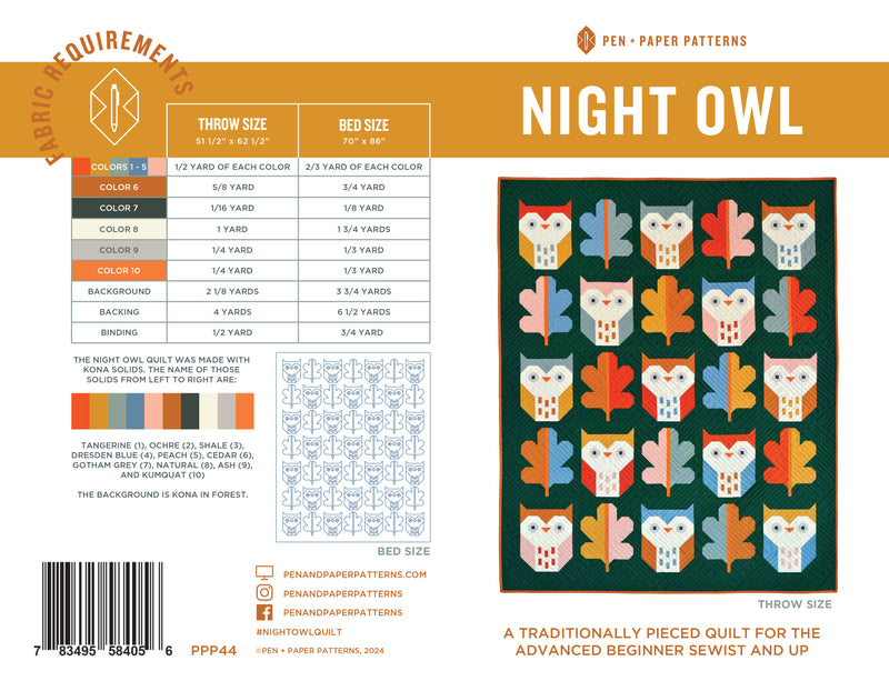 PDF Night Owl Quilt Pattern