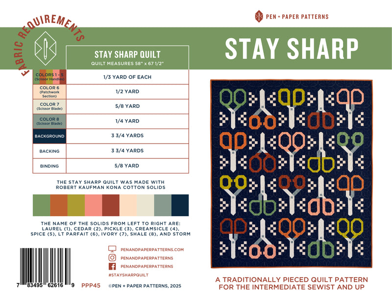 PDF Stay Sharp Quilt Pattern – Pen and Paper Patterns