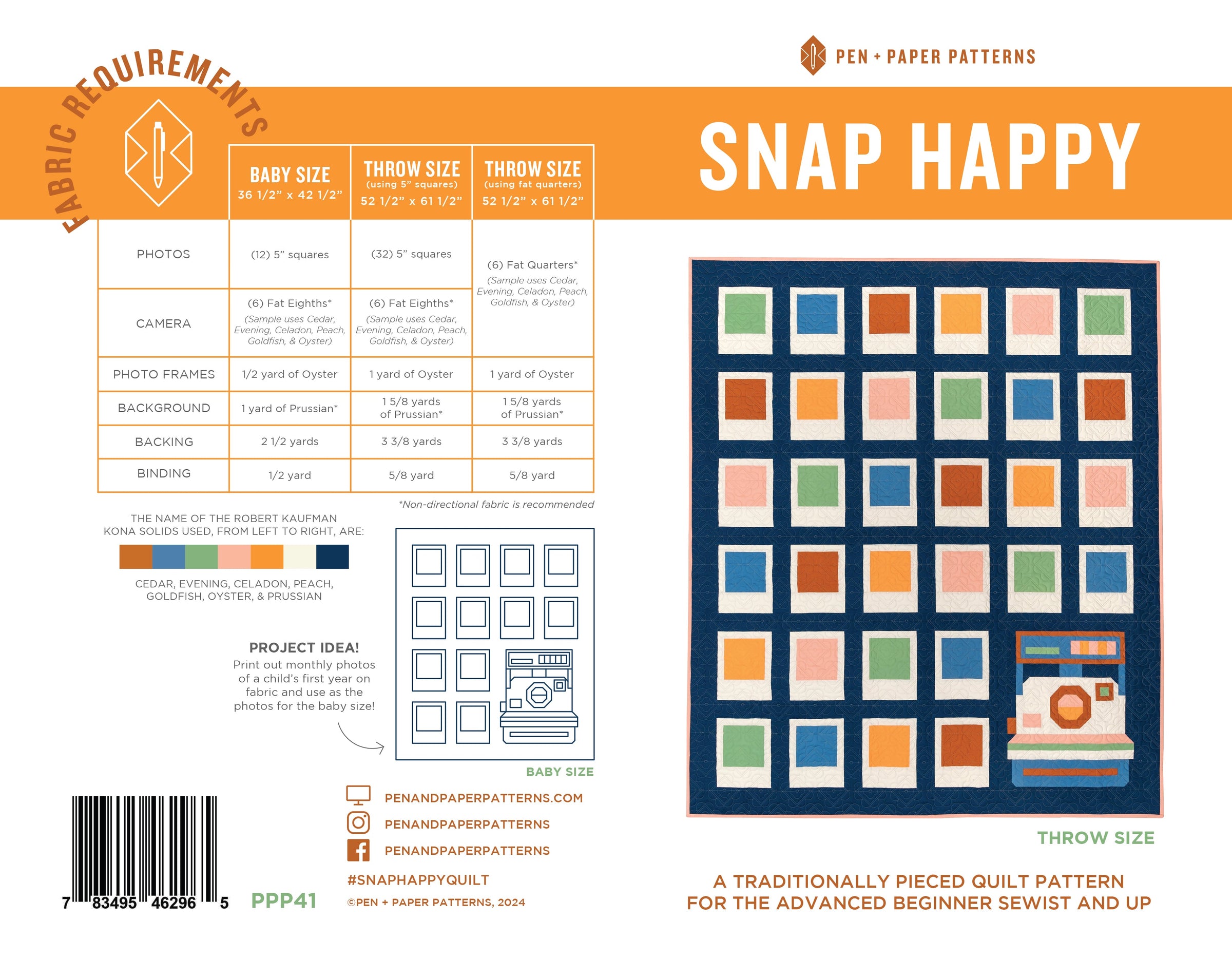 PDF Snap Happy Quilt Pattern – Pen and Paper Patterns