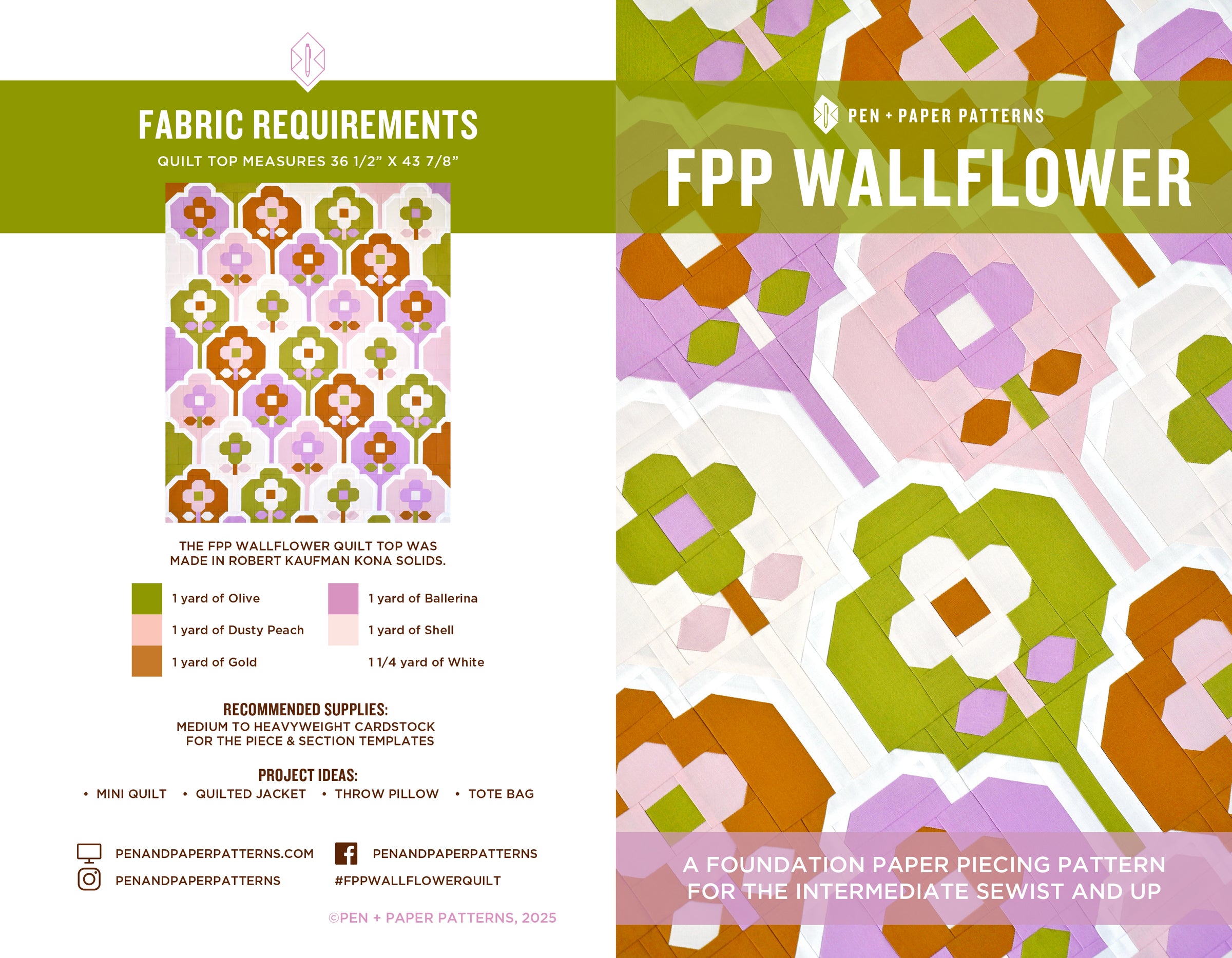 PDF Mini Wallflower FPP Pattern – Pen and Paper Patterns