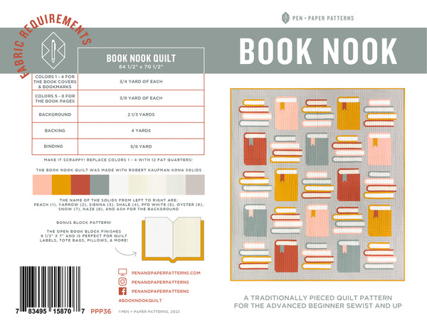 PDF Book Nook Quilt Pattern – Pen and Paper Patterns
