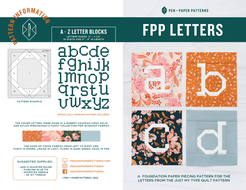 PDF Foundation Paper Piecing Letter Block Pattern