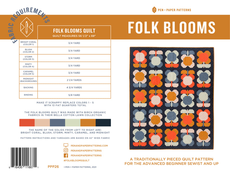 PDF Folk Blooms Quilt Pattern
