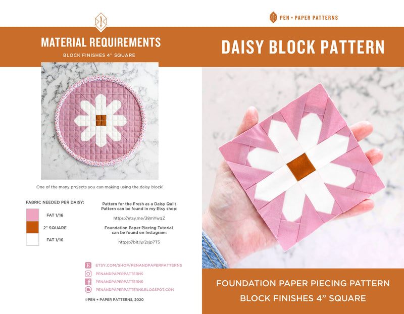 PDF Fresh as a Daisy Mini FPP Block Pattern